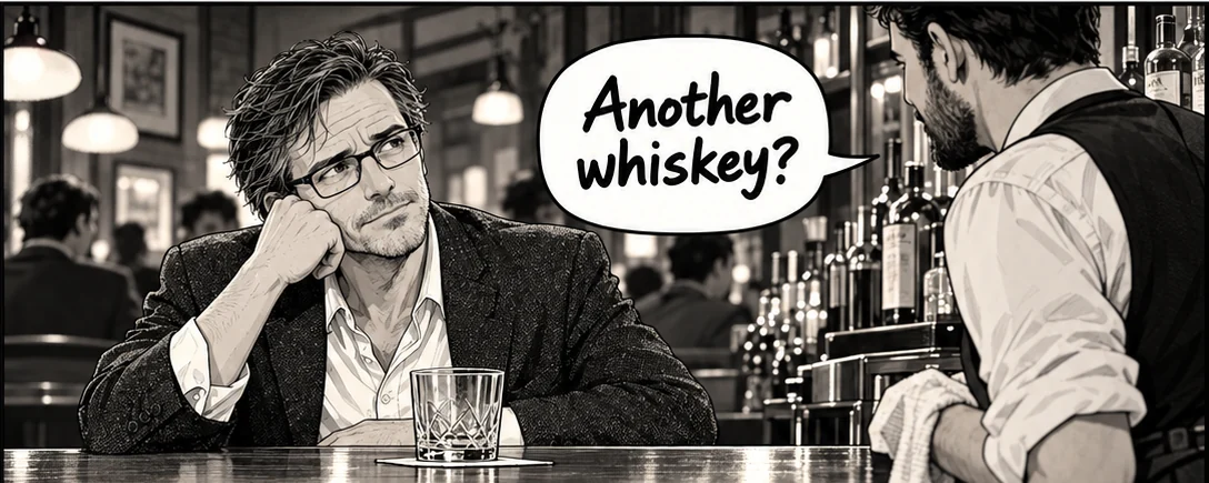 Panel 1 of 3 from Episode 001, “The Free Drink”