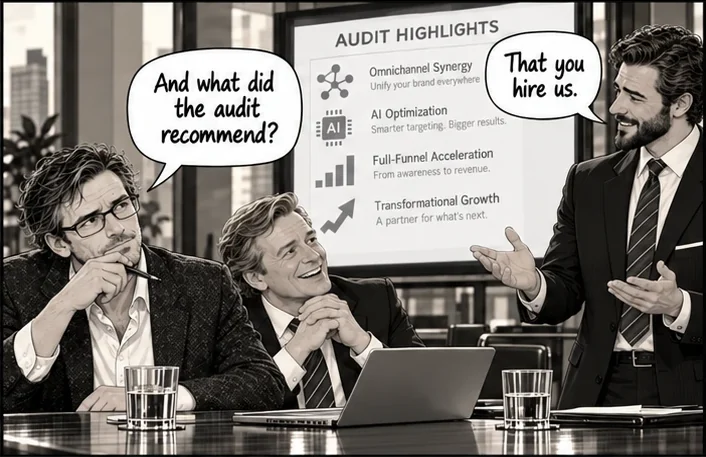 Panel 2 of 4 from Episode 009, “The Unbiased Consultant”