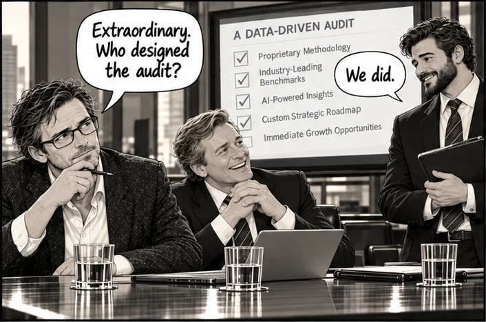 Panel 3 of 4 from Episode 009, “The Unbiased Consultant”