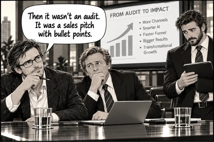 Panel 4 of 4 from Episode 009, “The Unbiased Consultant”