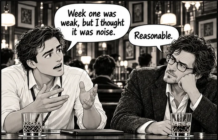 Panel 1 of 4 from Episode 014, “Updated Beliefs”