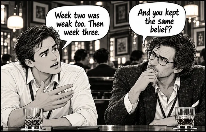 Panel 2 of 4 from Episode 014, “Updated Beliefs”